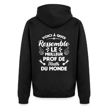 Voici Le meilleur Prof de Math du monde - Veste à capuche bio Premium Unisexe - noir - Dos - Nico (187cm)