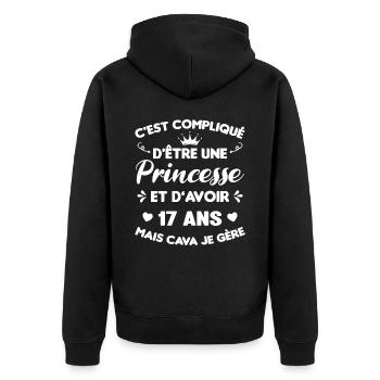 Princesse 17 Ans Anniversaire Idée Cadeau Année - Veste à capuche bio Premium Unisexe - noir - Dos - Nico (187cm)