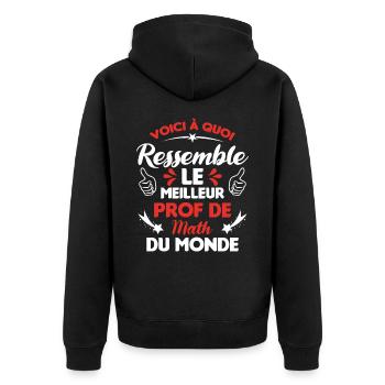 Voici Le meilleur Prof de Math du monde - Veste à capuche bio Premium Unisexe - noir - Dos - Nico (187cm)