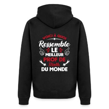 Voici Le meilleur Prof de Math du monde - Veste à capuche bio Premium Unisexe - noir - Dos - Nico (187cm)