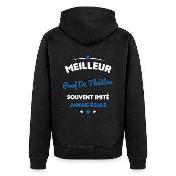 Prof De Théâtre Cadeau Humour Personnalisé - Veste à capuche bio Premium Unisexe - noir - Dos - Nico (187cm)