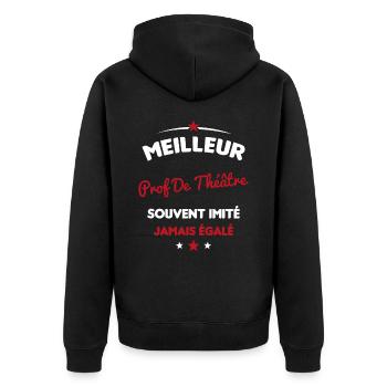 Prof De Théâtre Cadeau Humour Personnalisé - Veste à capuche bio Premium Unisexe - noir - Dos - Nico (187cm)