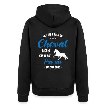 Oui Je Sens Le Cheval non ce n est pas un problème - Veste à capuche bio Premium Unisexe - noir - Dos - Nico (187cm)