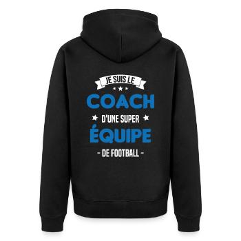 Je suis le coach d'une super équipe de football - Veste à capuche bio Premium Unisexe - noir - Dos - Nico (187cm)