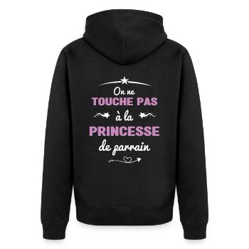 On ne touche pas à la princesse de parrain - Veste à capuche bio Premium Unisexe - noir - Dos - Nico (187cm)