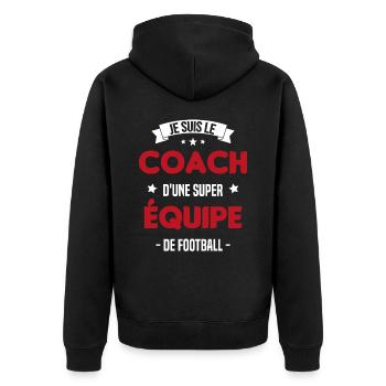 Je suis le coach d'une super équipe de football - Veste à capuche bio Premium Unisexe - noir - Dos - Nico (187cm)