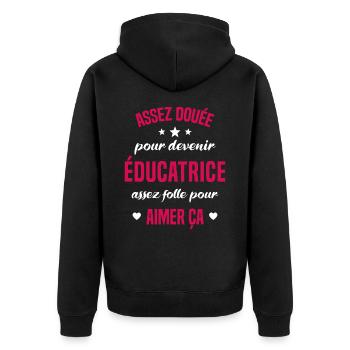 Assez douée pour devenir éducatrice assez folle - Veste à capuche bio Premium Unisexe - noir - Dos - Nico (187cm)