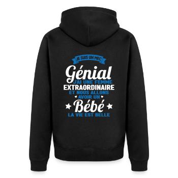 Je suis un mec génial j'ai une femme extraordinair - Veste à capuche bio Premium Unisexe - noir - Dos - Nico (187cm)