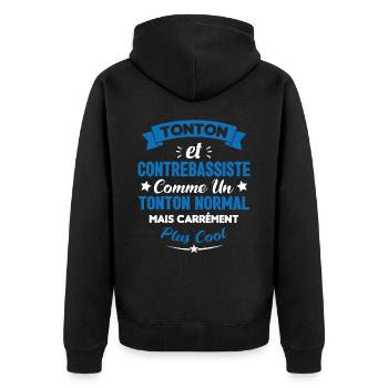 Tonton et Contrebassiste comme un tonton normal - Veste à capuche bio Premium Unisexe - noir - Dos - Nico (187cm)