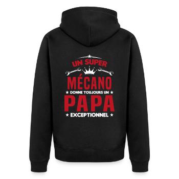 Mécano papa cadeau drôle fête des pères garagiste - Veste à capuche bio Premium Unisexe - noir - Dos - Nico (187cm)