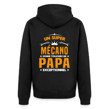 Mécano papa cadeau drôle fête des pères garagiste - Veste à capuche bio Premium Unisexe - noir - Dos - Nico (187cm)