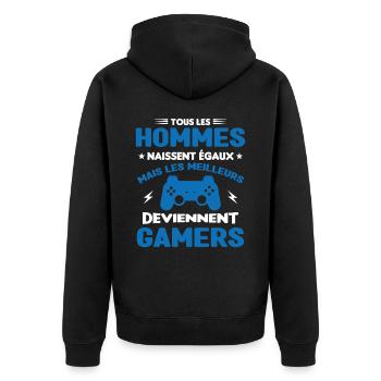 Tous Les Hommes Naissent Égaux - Meilleurs Gamers - Veste à capuche bio Premium Unisexe - noir - Dos - Nico (187cm)