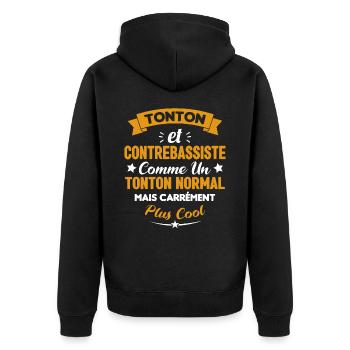Tonton et Contrebassiste comme un tonton normal - Veste à capuche bio Premium Unisexe - noir - Dos - Nico (187cm)