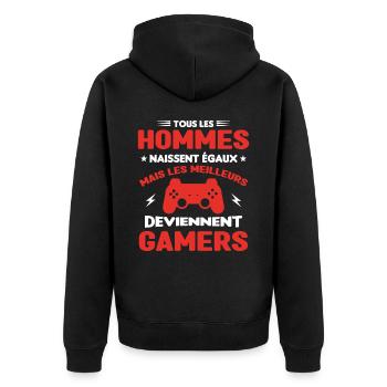 Tous Les Hommes Naissent Égaux - Meilleurs Gamers - Veste à capuche bio Premium Unisexe - noir - Dos - Nico (187cm)