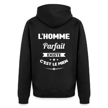 homme parfait cadeau saint valentin homme - Veste à capuche bio Premium Unisexe - noir - Dos - Nico (187cm)