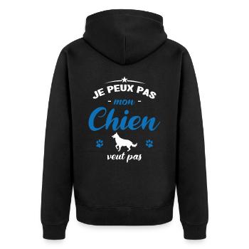 je peux pas mon chien veut pas - Veste à capuche bio Premium Unisexe - noir - Dos - Nico (187cm)
