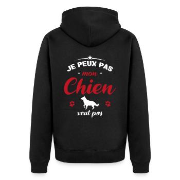 je peux pas mon chien veut pas - Veste à capuche bio Premium Unisexe - noir - Dos - Nico (187cm)
