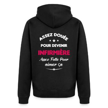 Assez douée pour devenir infirmière cadeau - Veste à capuche bio Premium Unisexe - noir - Dos - Nico (187cm)
