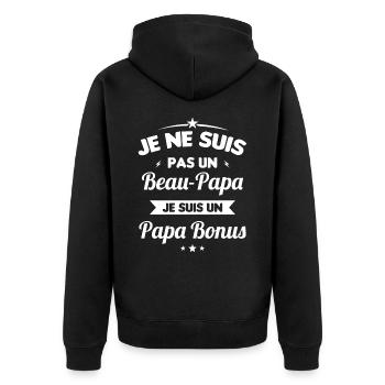 Je ne suis pas un beau-papa je suis un papa bonus - Veste à capuche bio Premium Unisexe - noir - Dos - Nico (187cm)