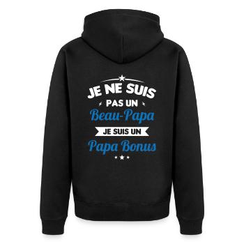 Je ne suis pas un beau-papa je suis un papa bonus - Veste à capuche bio Premium Unisexe - noir - Dos - Nico (187cm)