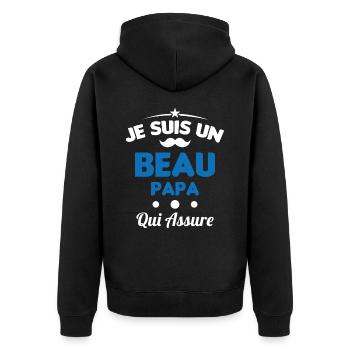 je suis un Beau-Papa qui assure humour - Veste à capuche bio Premium Unisexe - noir - Dos - Nico (187cm)