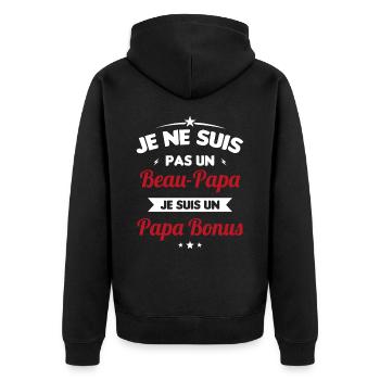 Je ne suis pas un beau-papa je suis un papa bonus - Veste à capuche bio Premium Unisexe - noir - Dos - Nico (187cm)