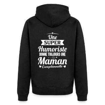 Humoriste future maman cadeau annonce mère - Veste à capuche bio Premium Unisexe - noir - Dos - Nico (187cm)