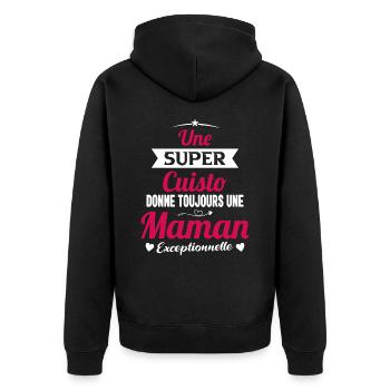 Cuisto cuisinière cadeau drôle maman - Veste à capuche bio Premium Unisexe - noir - Dos - Nico (187cm)