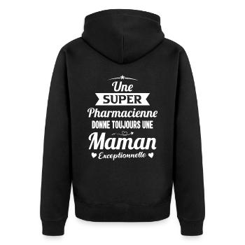 Pharmacienne Future Maman fête des mères - Veste à capuche bio Premium Unisexe - noir - Dos - Nico (187cm)