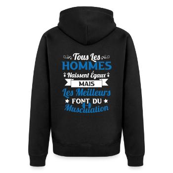 Hommes égaux les meilleurs font de la musculation - Veste à capuche bio Premium Unisexe - noir - Dos - Nico (187cm)