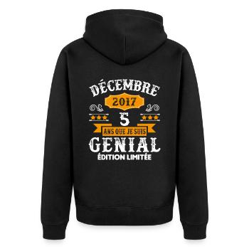5 Ans Anniversaire Vintage En Décembre 2017 - Veste à capuche bio Premium Unisexe - noir - Dos - Nico (187cm)