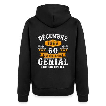 60 Ans Anniversaire Vintage En Décembre 1962 - Veste à capuche bio Premium Unisexe - noir - Dos - Nico (187cm)