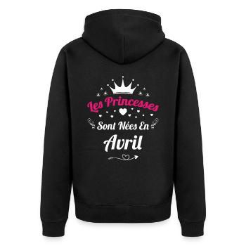 Les Princesses Sont Nées En Avril Anniversaire - Veste à capuche bio Premium Unisexe - noir - Dos - Nico (187cm)