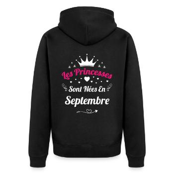 Les Princesses Sont Nées En Septembre Anniversaire - Veste à capuche bio Premium Unisexe - noir - Dos - Nico (187cm)