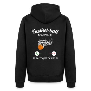 Le Basketball m'appelle faut que j'y aille ! - Veste à capuche bio Premium Unisexe - noir - Dos - Nico (187cm)
