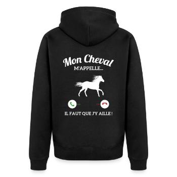 Mon Cheval M'appelle Il Faut Que J'y Aille - Veste à capuche bio Premium Unisexe - noir - Dos - Nico (187cm)