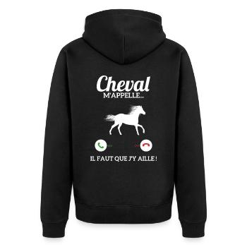 Mon Cheval M'appelle Il Faut Que J'y Aille - Veste à capuche bio Premium Unisexe - noir - Dos - Nico (187cm)