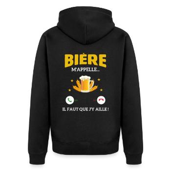 La Bière m'appelle faut que j'y aille ! - Veste à capuche bio Premium Unisexe - noir - Dos - Nico (187cm)