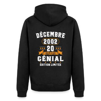 20 Ans Anniversaire Vintage Né(e) en Décembre 2002 - Veste à capuche bio Premium Unisexe - noir - Dos - Nico (187cm)