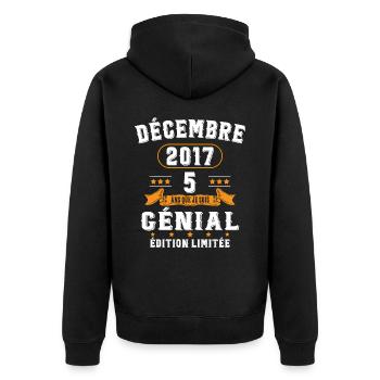5 Ans Anniversaire Vintage Né(e) en Décembre 2017 - Veste à capuche bio Premium Unisexe - noir - Dos - Nico (187cm)