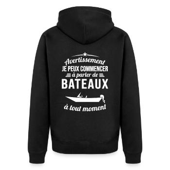 Parler De Bateaux À Tout Moment Cadeau Pêcheur - Veste à capuche bio Premium Unisexe - noir - Dos - Nico (187cm)