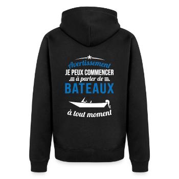 Parler De Bateaux À Tout Moment Cadeau Pêcheur - Veste à capuche bio Premium Unisexe - noir - Dos - Nico (187cm)