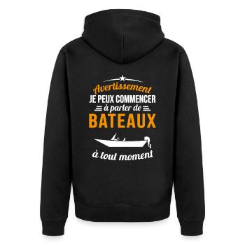 Parler De Bateaux À Tout Moment Cadeau Pêcheur - Veste à capuche bio Premium Unisexe - noir - Dos - Nico (187cm)