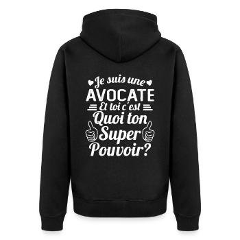 Je suis une Avocate c'est mon super pouvoir - Veste à capuche bio Premium Unisexe - noir - Dos - Nico (187cm)