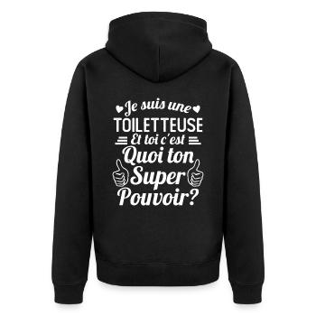 Je suis une Toiletteuse c'est mon super pouvoir - Veste à capuche bio Premium Unisexe - noir - Dos - Nico (187cm)