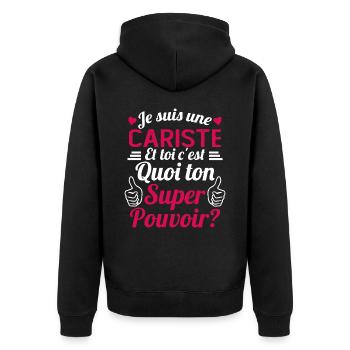 Je suis une Cariste c'est mon super pouvoir - Veste à capuche bio Premium Unisexe - noir - Dos - Nico (187cm)