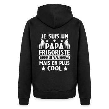 Je suis un Papa Frigoriste Comme un Papa normal - Veste à capuche bio Premium Unisexe - noir - Dos - Nico (187cm)