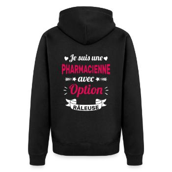 Je suis une pharmacienne avec option râleuse - Veste à capuche bio Premium Unisexe - noir - Dos - Nico (187cm)