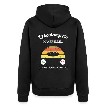 La Boulangerie m'appelle vintage Boulangère femme - Veste à capuche bio Premium Unisexe - noir - Dos - Nico (187cm)