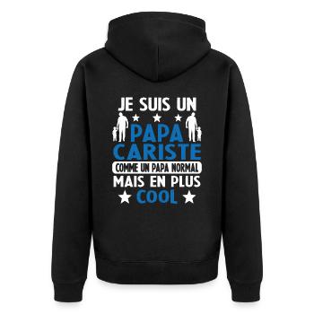 Je suis un Papa Cariste Comme un Papa Normal - Veste à capuche bio Premium Unisexe - noir - Dos - Nico (187cm)